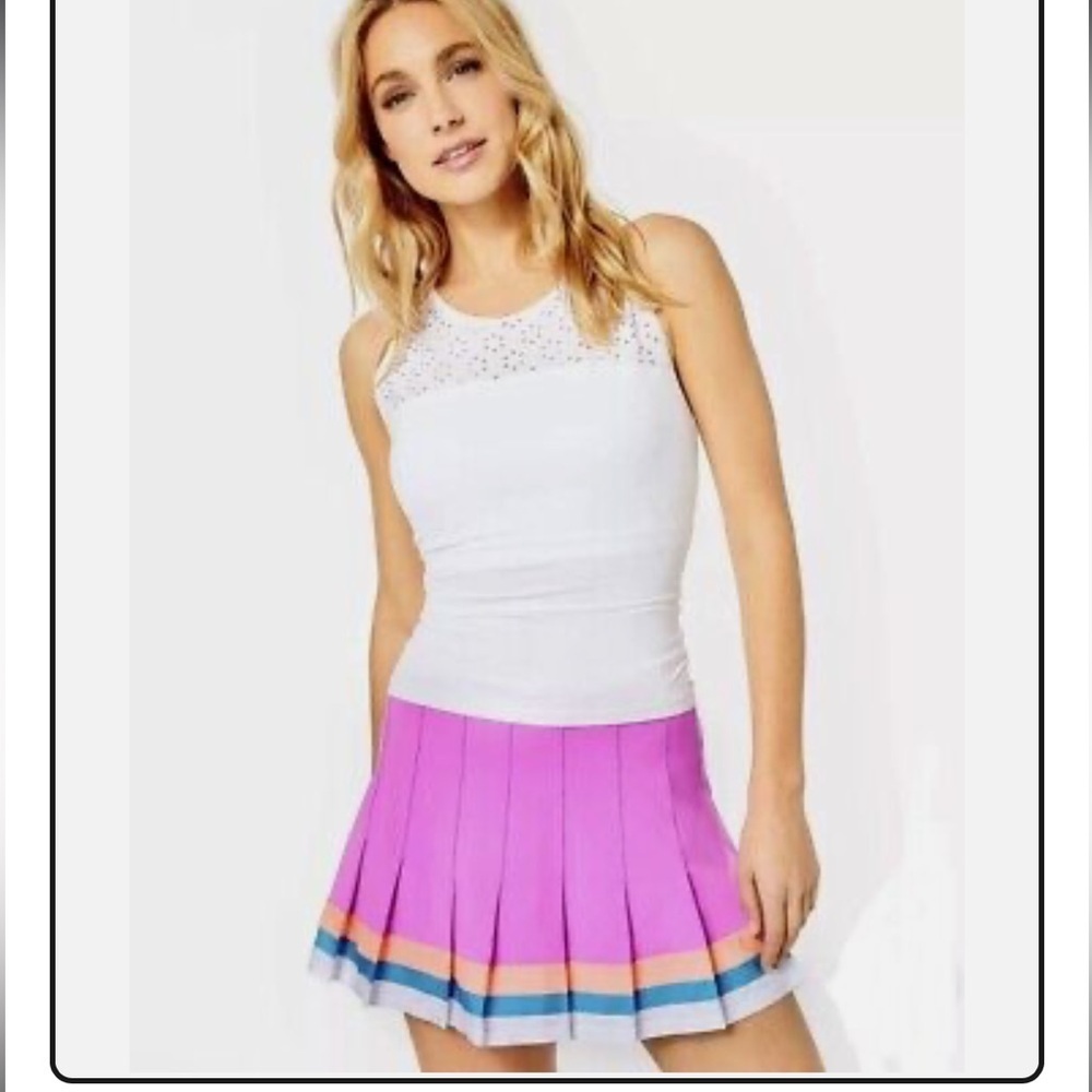 Lilly Pulitzer Loren Luxletic UPF 50+ Amethyst Stripe Hem Pleat Skort Size Large